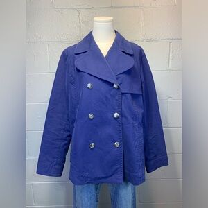 Banana Republic Double Breasted Cotton Peacoat Jacket Navy Blue Women's Large